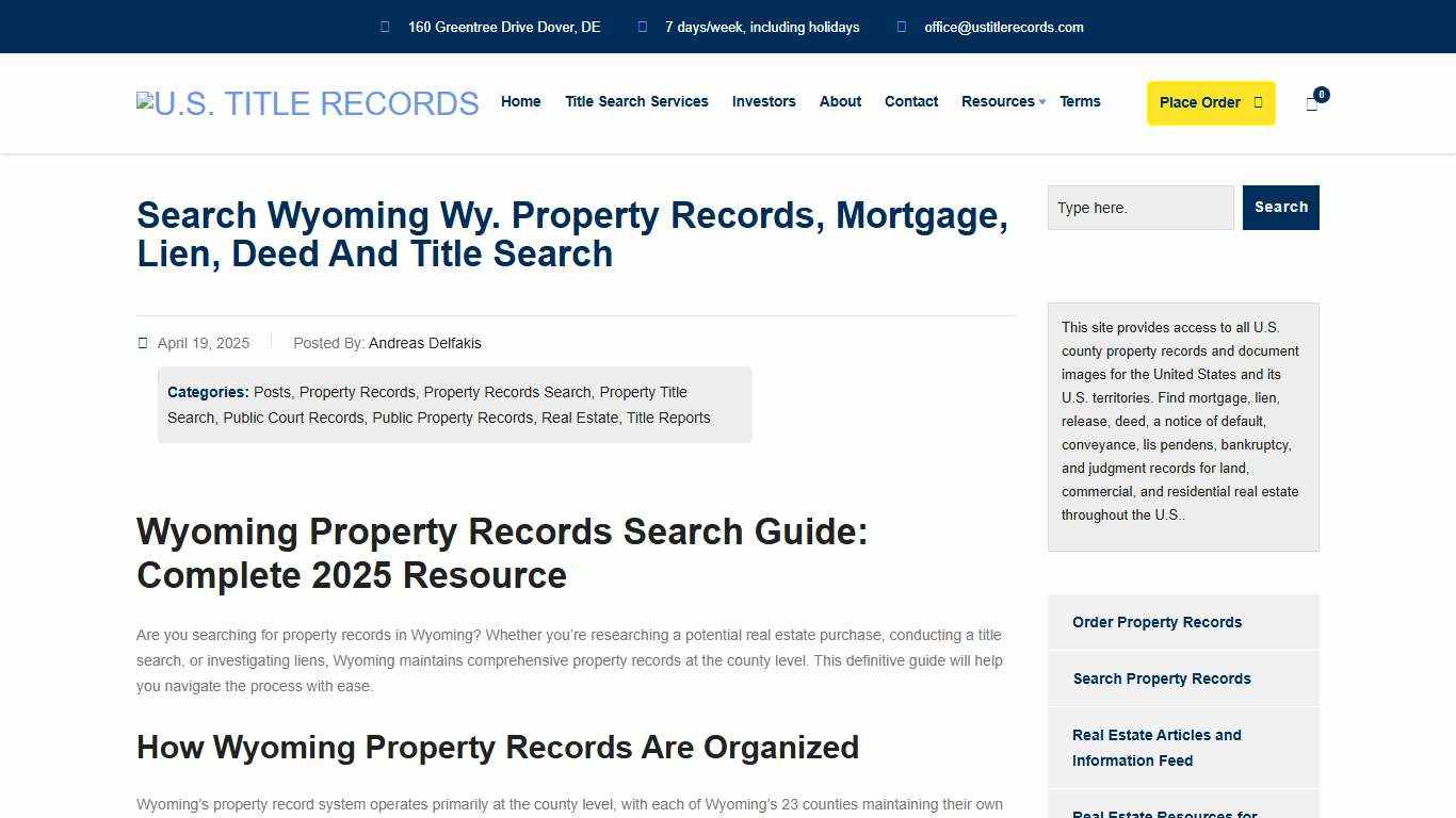 Wyoming Property Records ONLINE PUBLIC ACCESS
